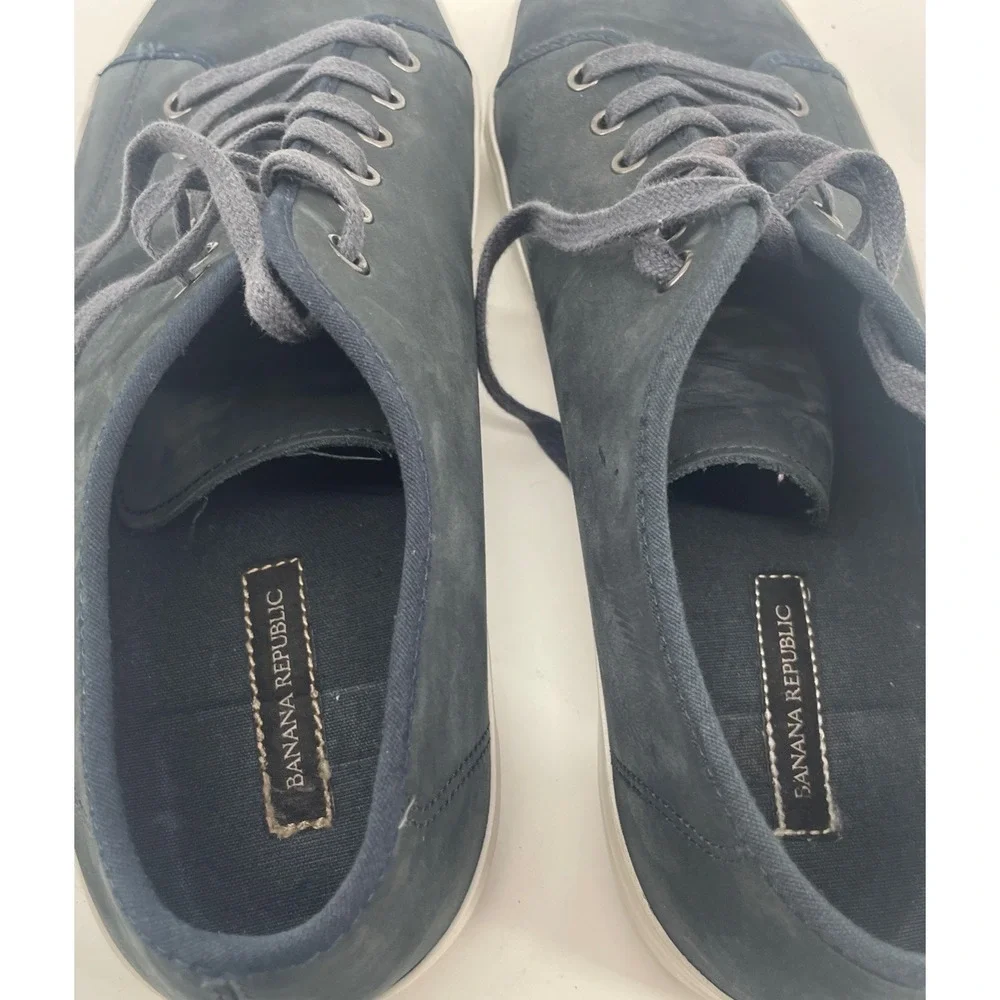 Banana Republic Sneakers Mens 11 Navy Blue Leather‎ Low Top Shoes Old Money Lux